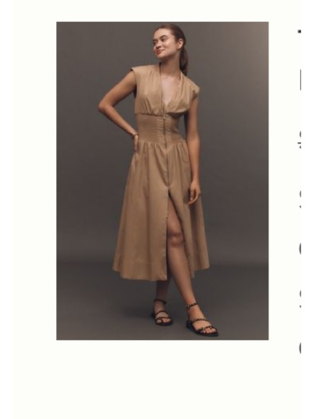 Anthropologie Brown Midi Dress with Smocked Waist